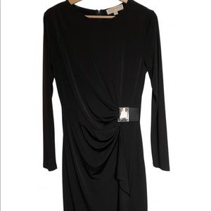 Michael Kors Wrap Style Buckle Black Dress